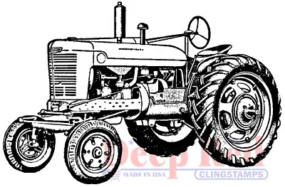 Deep Red Stamps Vintage Farm Tractor Rubber Cling Stamp • $6.49