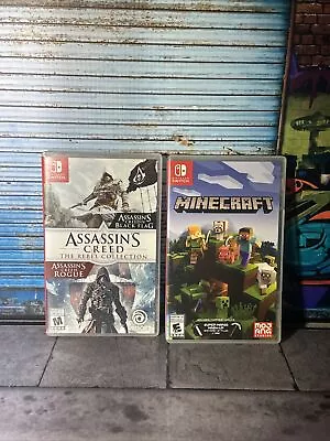 Nintendo Switch Game Lot 2 Games Minecraft  Assassins Creed Rogue  Black Flag • $90