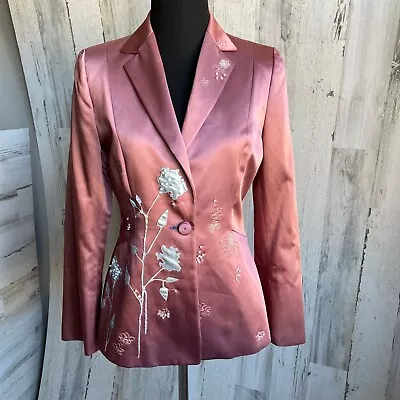 Moschino Cheap & Chic US Size 6 Satin Blazer Rose Color Beaded Applique • $85