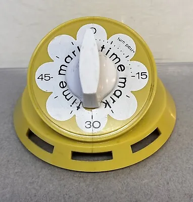 Mark Time MCM Vintage Yellow White Flower 60 Minute Bell Kitchen Timer • $9.95