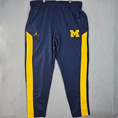 Michigan Wolverines Jordan Elite Fleece Sweatpants Mens XXL Navy Blue Maize • $74.88