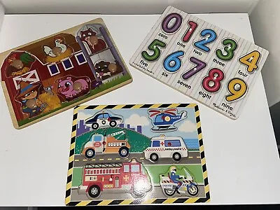 Melissa And Doug Lot Of 3 Wooden Puzzles • $15