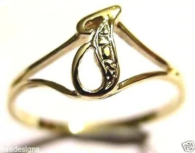 9ct Yellow Gold Delicate Initial Ring ABCDEFGHJKLMNOPRSTUVW • $83.05