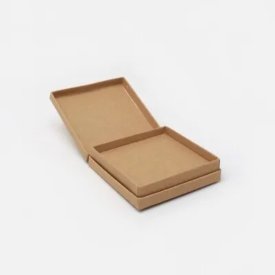 12 X Necklace / Bracelet Box. 9x9x2.5cm. Kraft Hinged Gift Box Wholesale Bulk • £14.99