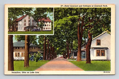 Hotel Linwood Cottages Hotel Motel On Lake Erie Vermilion Ohio OH Postcard • $4.11