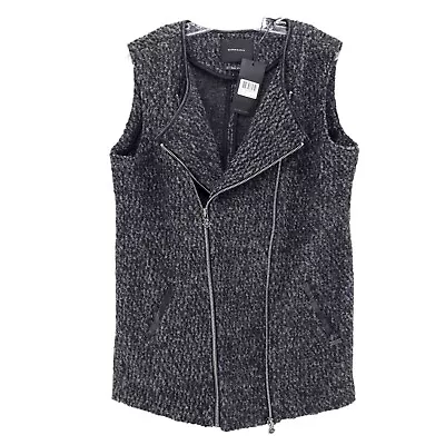 NWT MAISON SCOTCH Gray Moto Vest Boucle Wool Blend Size 3 - US 8 • $110.24