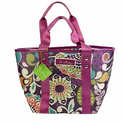 Vera Bradley Small Mesh Tote Plum Crazy Handbag Purse Brand New • $39.95