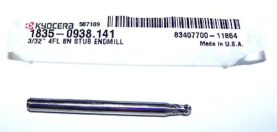 3/32  (.0938 ) Carbide End Mill 4 Flute Ball End Kyocera 1835-0938.141 • $7.95