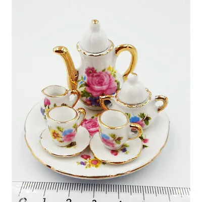 Dollhouse 1:6 Scale Miniatures Lot Ceramic Teapot Cups Kitchen Dining Room Kit • $7.57