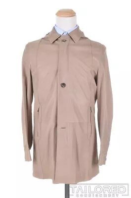 NWT - KITON 9536 Solid Beige Leather Hooded Mac Trench Jacket Coat - EU 50 / M • $1995