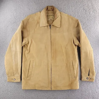 Boston Harbor Jacket Mens Small Leather Overcoat Zip Western Moto Tan Brown • $34.95
