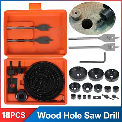 18PCS Hole Saw Kit 19-127mm Circular Round Cutting Sawing Kit Set Wood Metal  UK • £11.59