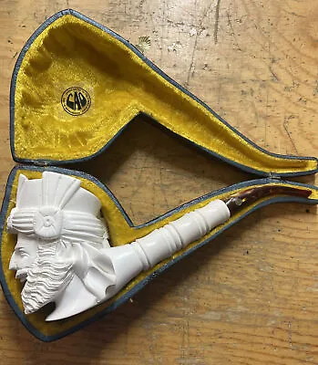 Massive NOS Vintage Carved Figural Meerschaum Pipe Marked CAO Made In Turkey • $350