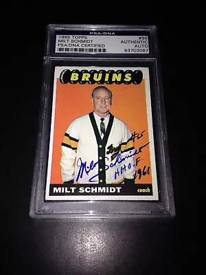 Milt Schmidt Signed 1965-66 Topps Card Boston Bruins PSA Slabbed #83703087 • $59.99