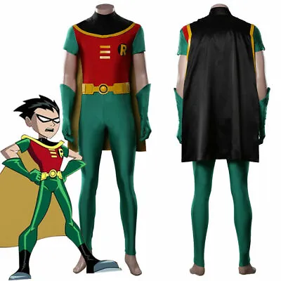 Teen Titans Robin Cosplay Costume Jumpsuit Halloween Outfit Cape • $49.07