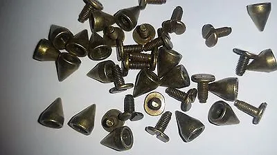 CraftbuddyUS 20 9mm Antique Brass Screw Spikes  Studs Bags Shoes Goth Biker • $8.25