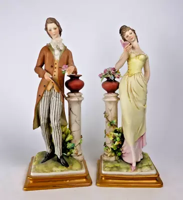 Pair Of Attractive Italian Capodimonte Figures Of Lady & Gentleman • £20