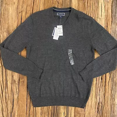 Club Room Sweater Adult S Gray Ebony Heather Wool Knit V-Neck Mens $75 NEW* • $27