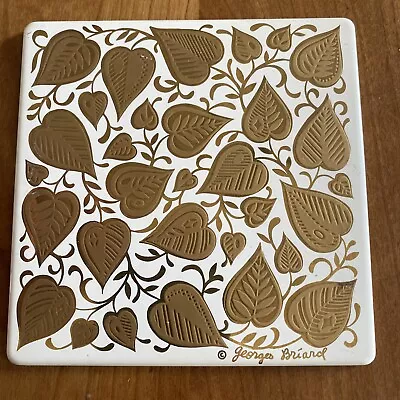 Mid-century Georges Briard Gold Ivy Tree Enamel Metal Tile Trivet/coaster • $7