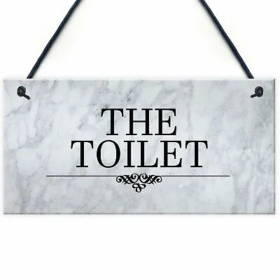 The Toilet Sign Marble Theme Hanging Bathroom Toilet Loo Sign Home Decor • £3.99