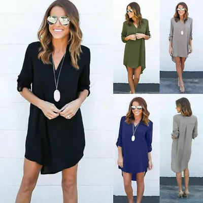 Plus Size Women Long Sleeve Tunic Tops Ladies Casual Loose Baggy T Shirt Blouse • £4.99