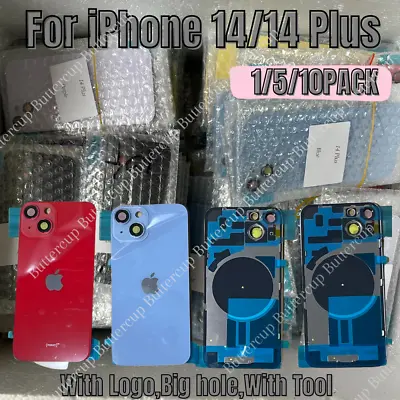 For IPhone 14/iPhone 14 Plus Back Glass Replacement Big Cam Hole Rear Cover Lot • $85.02