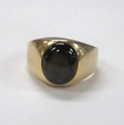 Vtg Men's Art Deco 14K Yellow Gold 3.85 Ct Oval Brown Star Sapphire Ring Sz 9 • $765