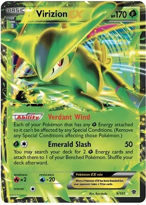 Virizion EX 9/101 - Pokemon Plasma Blast Ultra Rare Card • $6.91