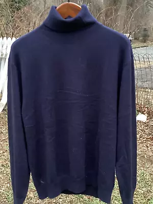 Kallspin Men's Cashmere Wool Blended Lightweight Turtle Neck Sweater Navy XL • $70