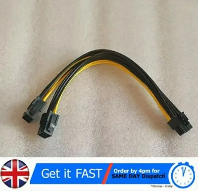 £9.99 • Buy Dual 6 Pin Female To Single 8 Pin Male PCIe Graphics Power Cable 20cm FAST POST