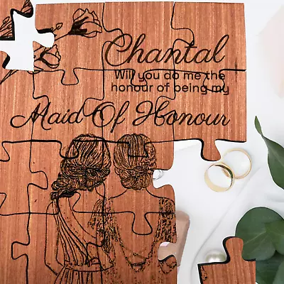 Personalised Wedding Jigsaw Maid Of Honour & Bridesmaid Proposal Card Country • £2.99