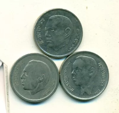 3 DIFFERENT 1 DIRHAM COINS From MOROCCO (1969 1974 & 2002) • $2.50