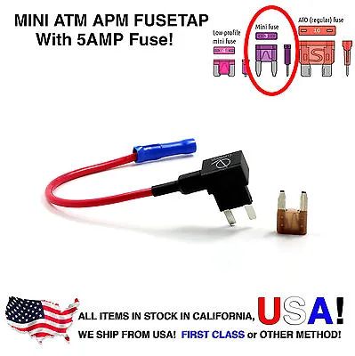 Lumision 16AWG Car Add-A-Circuit ATM APM Mini Fuse Tap Fusetap + 5A Fuse • $6.49