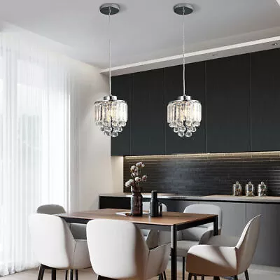 Clear Crystal Pendant Light Polished Decorative Crystal Chandelier Light Ceiling • $40.72