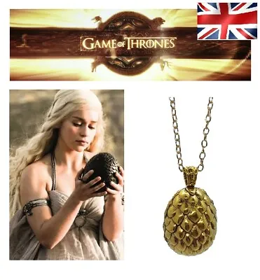 Game Of Thrones Khaleesi Daenerys Targaryen Gold Dragon Egg Necklace +Gift Bag • £3.99