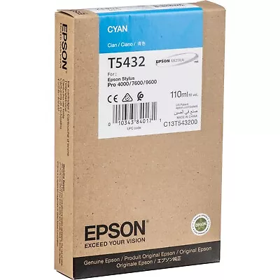 Genuine Epson T5432 Cyan Ink Cartridge For Stylus Pro 4000 7600 9600 • $13.99