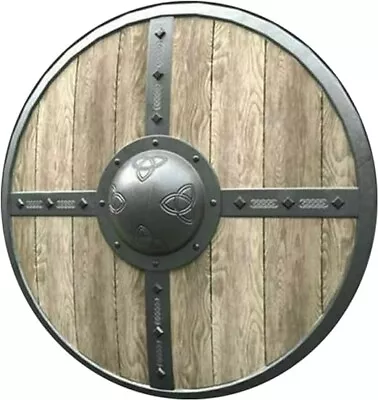 Medieval Viking Shield Wood & Steel LARP SCA Warrior Shield For Cosplay & Decor • $124