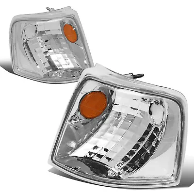 Fit 93-97 Ford Ranger Pair Front Turn Signal Light Corner Lamps Chrome Housing • $17.99