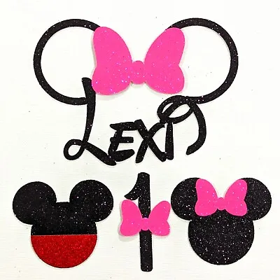 Mouse Ears Cake Topper Personalised Non Edible Free Delivery 5 X 3 Inches • £5.99