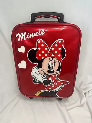 Authentic Disney Parks Minnie Mouse Soft Small Rolling Kid Suitcase Red DS59 • $90