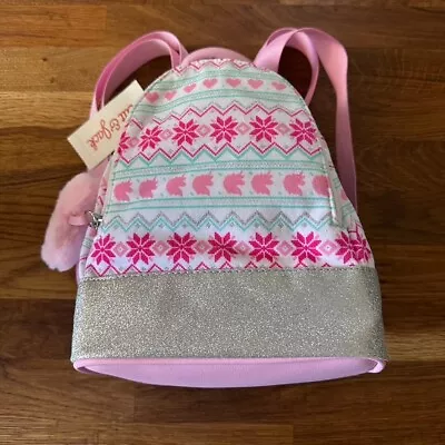 Cat & Jack Pink Silver Sparkle Heart Fair Isle Unicorn Mini Girls Backpack New • $8.50