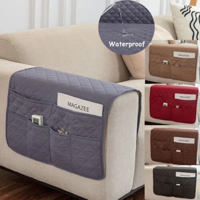 $14.99 • Buy Waterproof Quilted Sofa Arm Covers Recliner Couch Arm Chair Protect Side Pocket