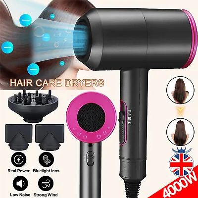 Professional Hair Dryer 4000W Fast Drying Ionic Hairdryer With Diffuser Hairdrye • £21.69