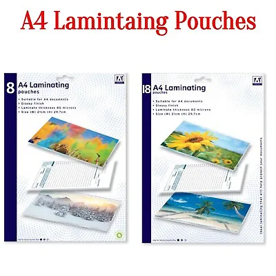 A4 Laminating Pouches 80 Microns Gloss Matt Laminator Laminate Sheets Pouch UK • £4.49