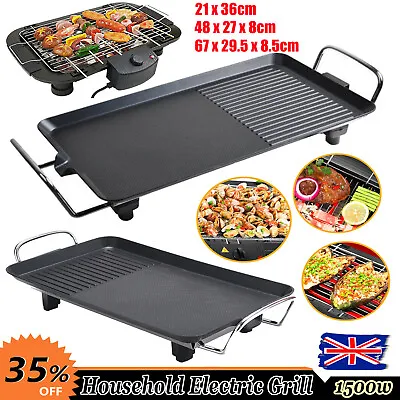 1500W Electric Barbecue Grill Hot Plate Smokeless Indoor BBQ Griddle Table Top • £25.79