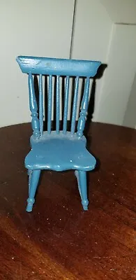 Vintage Dollhouse Miniature Blue Windsor Wood Chair 3 3/8” • $19.99