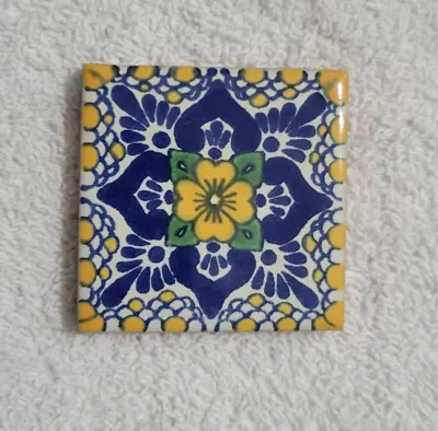Glossy  Yellow Blossom  Mexican Talavera Ceramic Tiles 2x2 • $4