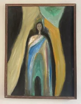 Original Mid Century Modernist Abstract Style Figurative Oil On Board Painting • £13.50
