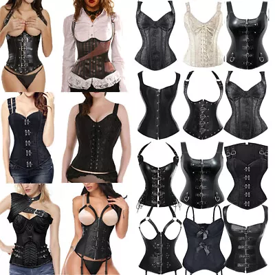 Bustier Corset Waist Cincher Basque Overbust Vests Top Underbust Lingerie Tanks • £28.99