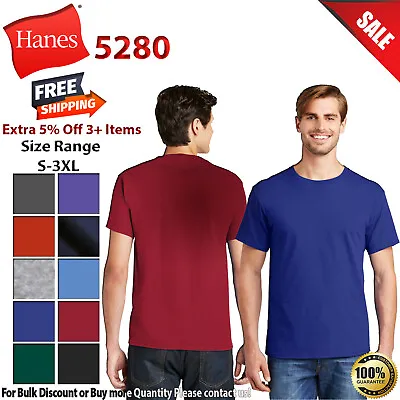 Hanes 5280 Mens Short Sleeve ComfortSoft Plain Cotton Crew Neck Stylish T-Shirt • $7.95